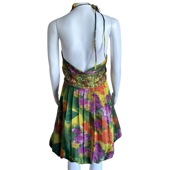 VTG Sue Wong 100% Silk Embellished Beaded Fairy Cocktail Bubble Dress *FLAWED - Picture 6 of 9